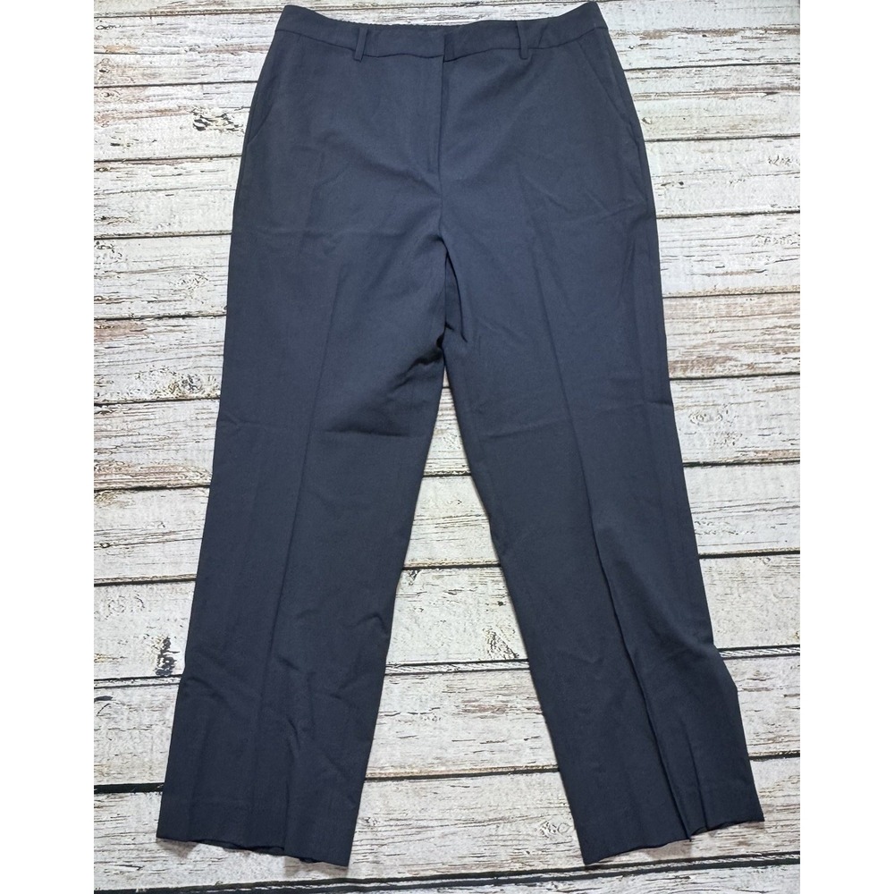 Quince Women's Italian Wool Stretch Straight Leg Dress Pants Career Navy Blue 16